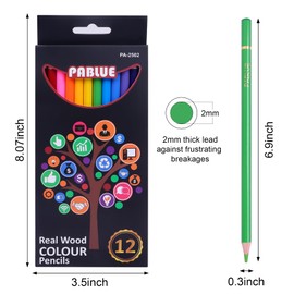 PABLUE Colored Pencils, Premium Soft Core, 12 Professional Colored Pencils for Adults,school and Coloring Book, Artist Drawing Pencils with a Water Color Brush for Blending, Sketching, Shading