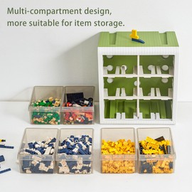 Plastic Storage Bins With 6 Drawers, Green