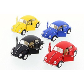 KiNSMART - 1967 Volkswagen Classic Beetle 5 Inch 1:32 Scale Die Cast Metal Model Toy (SetOf4 -Matted)