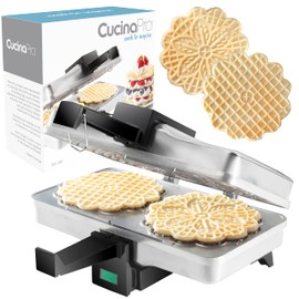 Pizzelle Maker - Polished Electric Baker Press Makes Two 5-Inch Cookies at Once- Recipe Guide Included- Holiday Party Treat Making Made Easy - Unique Birthday or Any Occasion Baking Gift for Her