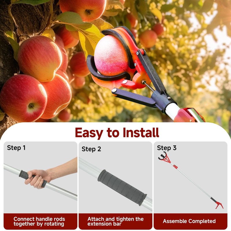 tonchean Fruit Picker, Adjustable 51-91'' Fruit Picker Pole Tool with