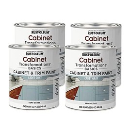 Rust-Oleum 372009-4PK Transformations Basics Cabinet & Trim Paint, Quart, Cadet Gray, 0.25 Gallon (Pack of 4)