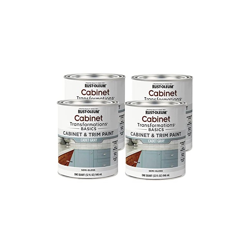Rust-Oleum 372009-4PK Transformations Basics Cabinet & Trim Paint, Quart, Cadet