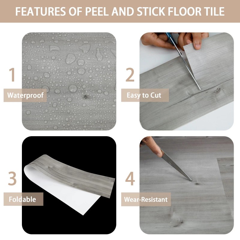 Dureidos Peel and Stick Floor Tile, 10-Pack 15 Sq.Ft, Natural