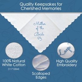 AERAI GROUP Wedding Handkerchief with Scalloped Edges - 12in x 12in - Mother of the Bride, Bridal Wedding Hankie - Mother of the Bride, Emerald Green