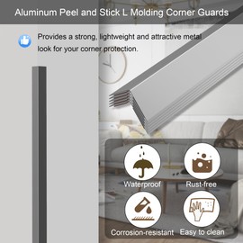 KTINITK 5pcs*48inch Aluminum L Molding Corner Guards, Peel and Stick Trim for Wall Protection and Decoration, Aluminum Tile Trim, Tile Edge Trim, Aluminum Corner Trim (Matte Gray 5pcs (1.6in))