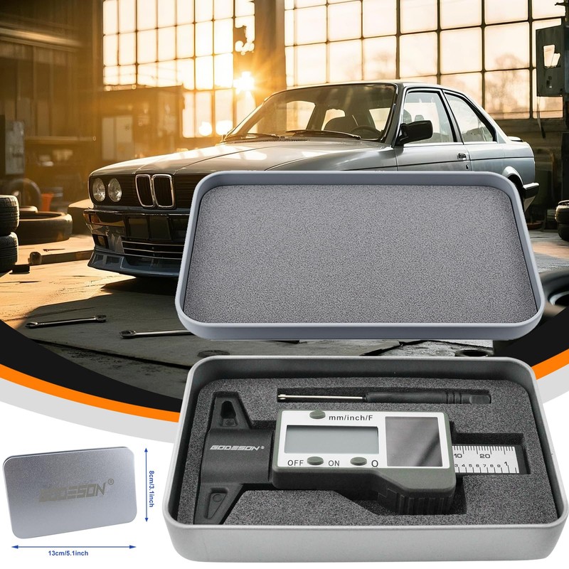 GODESON Digital Tire Tread Depth Gauge -Reads 32NDS, Inch &