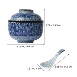 BESTOYARD 4 Sets Ceramic Stew Pot Rice Miso Soup Bowl Salad Bowl with Lid Small Steam Bowl Soup Dish Small Bowls with Lids Japanese Ramen Noodles Rice Bowl Pho With Cover Saucepan Ceramics