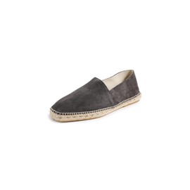 Manebi Men's Suede Square Toe Espadrilles, Suede Carbon Grey, 10 Medium US