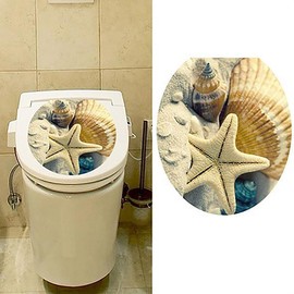 Starfish Ocean Toilet Sticker,Removable Toilet Seat Sticker Ocean Forest Sky Fish Vinyl Decal Bathroom Decor A Comfortable and Environmentally Nice Processing Accessories Bathroom Accessories
