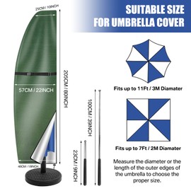 MI CASA Parasol Protective Cover, Parasol Cover Protective Cover for Parasol 2 to 3 m, Cantilever Parasol Protective Cover, Garden Umbrella Cover, Waterproof and UV-Anti (205 x 25 x 57/48 cm)