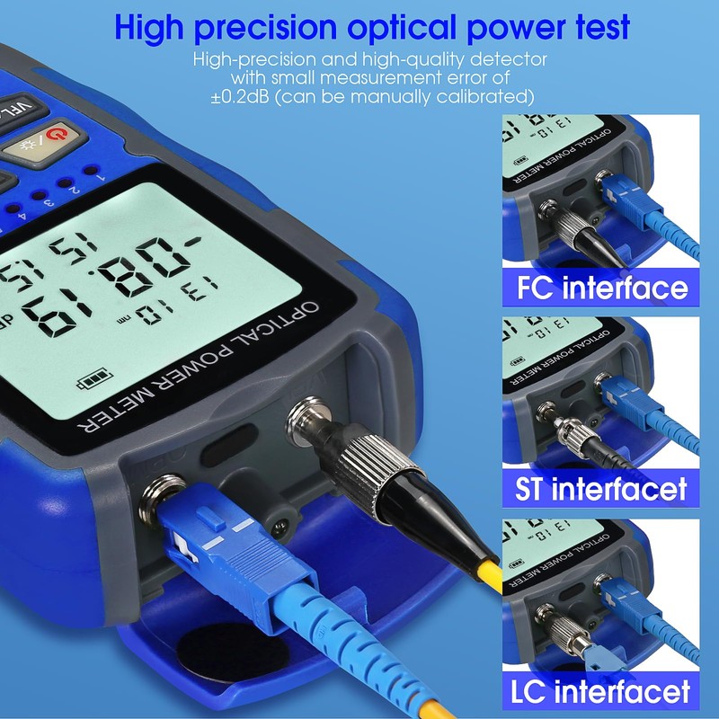 Portable Optical Power Meter A-M70 Fiber Optic Tester 10-Wavelength with
