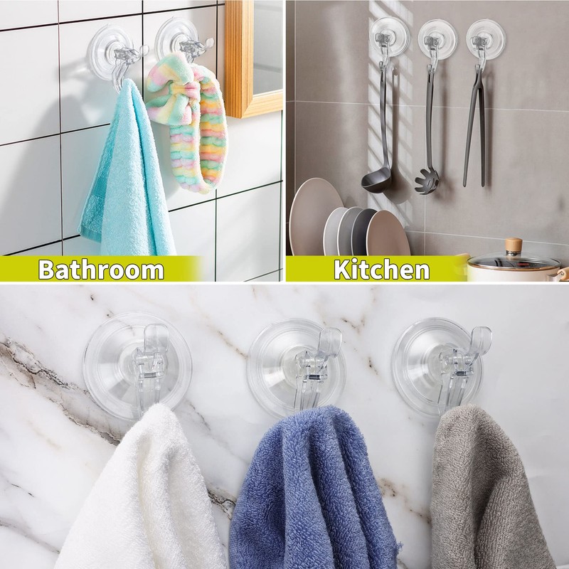 Antimbee 3 Pack Suction Cup Hooks, Clear Suction Cup Hanger,