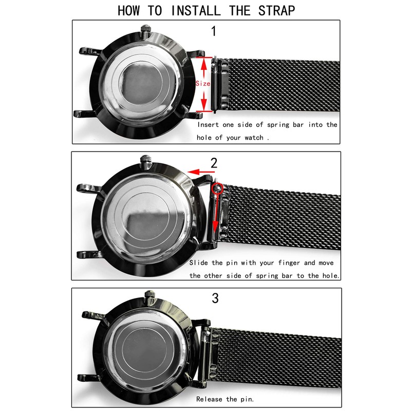 Xiruve Stainless Steel Mesh Quick Release Replacement Strap for Men