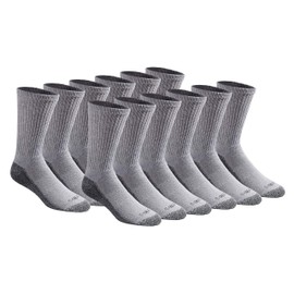 Dickies Men's Big and Tall Multi-Pack Dri-Tech Moisture Control Crew Socks, Gray (12 Pair) Shoe Size: 12-15