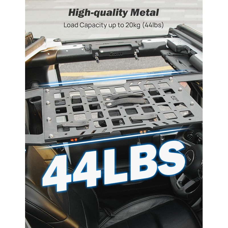 JOYTUTUS Hard Top Roof Rack Molle Panel Compatible with Wrangler