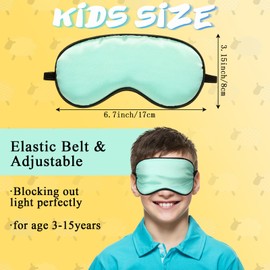 Sintege 4 Pcs Silk Eye Mask for Sleeping Kids Soft Eye Cover with Adjustable Strap Blindfold for Kids Boys Girls Christmas Travel Gift Nap Shade Blocking Light(Black, Gray, Blue, Green)