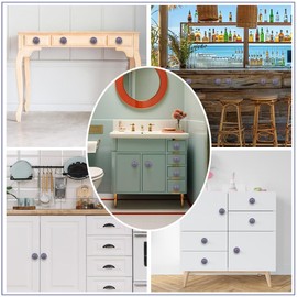 The Metal Magician Cabinet Knob Drawer Pull Ceramic Handles Cupboard Knob Drawer Pull Vintage Shabby Chic Hand Painted Handmade Assorted Black Wheel (Flower) 12Pcs