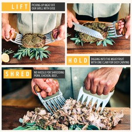 Premium 18/8 Stainless Steel Meat Shredder Claws with Wooden Handles – Effortlessly Shred, Pull & Serve Pork, Turkey, Chicken & Brisket – Perfect BBQ Gift Idea