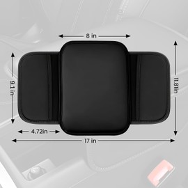 Cuero Cojín para Consola Central De Coche, Impermeable y Resistente al Desgaste, Funda de Cuero Antideslizante para Consola Central con 2 bolsillos de almacenamiento, 11.6 x 8.3 pulgadas (Negro)