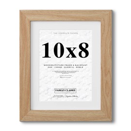 Fabian Clarke London® 10x8 Modern Oak Wooden Picture Photo Frame with White 8x6 Mount to Hang Portrait or Landscape