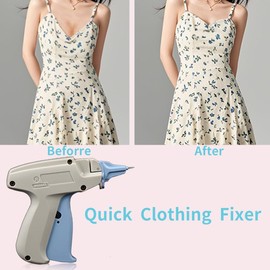 Stitch Gun Kit,Quick Clothes Fixer Gun,Stitch Sewing Hemming Gun for Clothing,Tag Gun Kit with 5 Needles,1500 Black & 1500 White Fasteners (White)