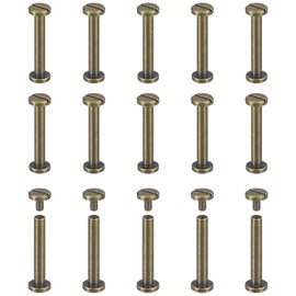 QUARKZMAN Pack of 30 Brass Chicago Screws, 25 x 8 mm Flat Head Screw Back Binding Nail Rivet Fastener for DIY Leather Crafts Belt Strap Bronze
