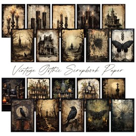 URROMA 100 Pieces Vintage Scrapbook Accessories Set, Gothic Style Scrapbook Paper Sets, DIY Aesthetic Collage Decoration for Photo Frame, Album, Notebook, Diary