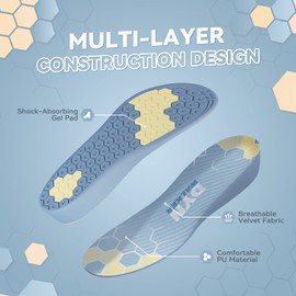 DynWalker Full Length Height Increase Insoles Heel Inserts 0.98 Inches Heel Raisers for Shoes Comfortable Breathable Replacement Insoles for Women and Men M