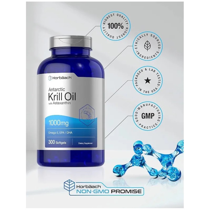 Aceite Krill 1000mg Omega 3 + Astaxantina 300caps Americano Sabor