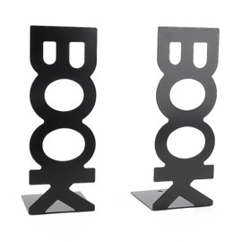 Organizadores de Sujetalibros de Metal, 1 Par de Sujetalibros Decorativos de Alta Resistencia para Escuela, Decoración de Mesa para el Hogar, Estantes de Películas, 208mm, Negro