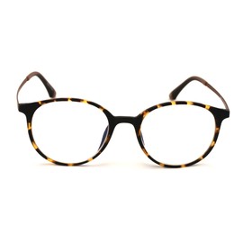 TR90 With Flexible Titanium B Temple Round Reading Glasses - Blue AR Coating - Reduce fatigue, strain, & dry eye from computer usage. (Matte Leopard, 2.75)