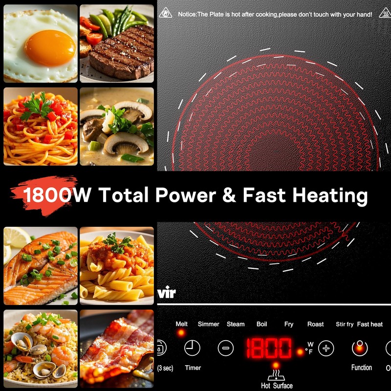 Traenvir Single Burner Electric Cooktop, Portable Electric Stove One Burner,