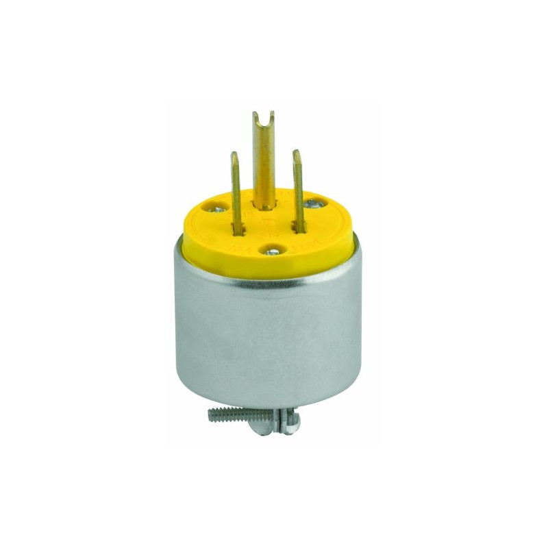 Leviton 15 Amp, 125 Volt, Armored Grounding Plug, 515PA, Yellow