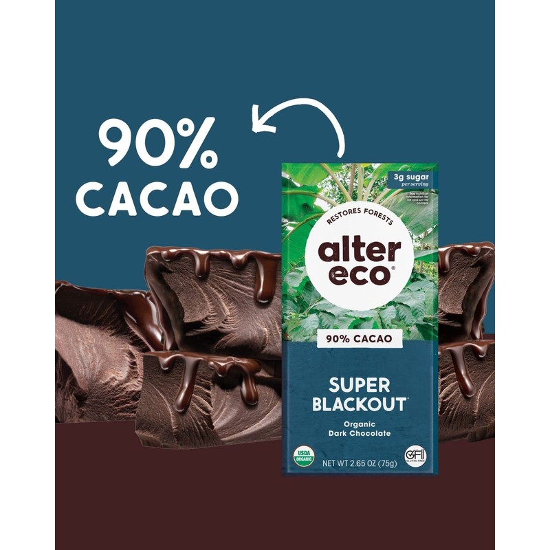 Alter Eco | Chocolate Bars | Pure Dark Cocoa, Fair