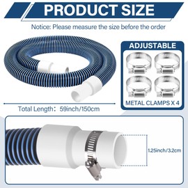 Conderyang 2 Pack 1 1/4 Replacement Pool Hose for Above Ground Pools 59" Long Pool Pump Replacement Hoses 1.25" EVA Swimming Pool Filter Hose for Filter Pumps Saltwater Systems Accessories(Blue)