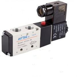 Solenoid Valve 1/4"PT Pneumatic AirTAC 4V210-08 Air 12V/24V/110V/220V Single Coil Pilot-Operated Electric 2 Position 5 Way Connection Type (4V210 PT1/4, AC110V)
