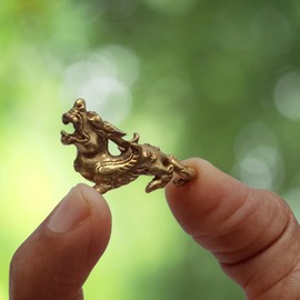 Purpledip Rare Miniature Brass Figurine Chinese Dragon Pixiu Piyao: Collectible Statue With Detailed Very Fine Workmanship (12699J)