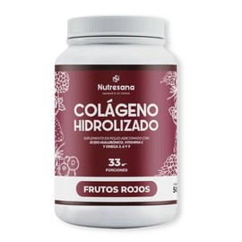 NUTRESANA Colágeno Hidrolizado | Con Ácido Hialurónico, Vitaminas C y E, Omega 3, 6 y 9 | Suplemento Alimenticio en Polvo | 500 g (Frutos rojos)