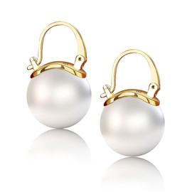 ALEXCRAFT Pearl Earrings for Women Girls 14K Gold Plated Hypoallergenic Elegant Small Gold Hoop Earrings Jewelry for Gifts