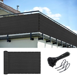KANAGAWA 3ft x 16ft Privacy Screen Fence, 90% Blockage Heavy Duty 175 GSM Fencing Mesh Net Cover for Outdoor Wall Garden Yard Backyard 40 Cable Zip Ties Included Black