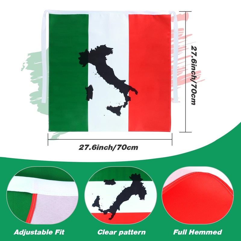 Kyson Italian Flag Chef Costume Italian Waist Apron and Mushroom
