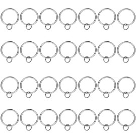 PATIKIL 28 Pcs Curtain Rings with Eyelets, 1.5" ID Glide Smoothly Metal Drapery Ring Fit Up to 1 1/4" Curtain Rod, Silver