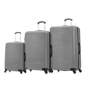 InUSA ROYAL Hardside Luggage Set with Spinner Wheel | Spacious Travel Suitcases with Ergonomic GEL Handle and Studs | (20/28/32) 3 Piece Luggage Set | Silver