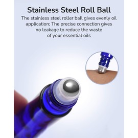 ULG 8-Pack Essential Oil Roller Bottles 10ml, Empty Bottles with Stainless Steel Roller Balls and Waterproof Labels, Roller Balls For Essential Oils,B