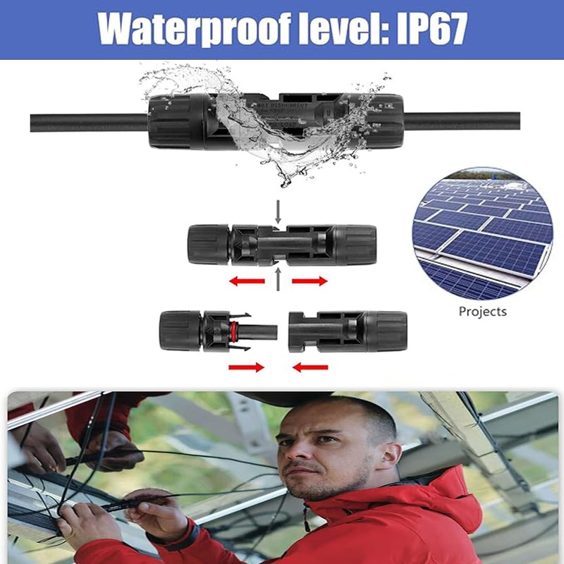 LxcshLjx MC4 Solar Panel Connectors, 5 Pair Male/Female Waterproof Solar