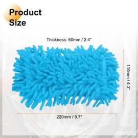 HARFINGTON Car Wash Sponge 8.7" x 4.3" Chenille Microfiber Mitt Scratch-Free Absorbent Scour Scrubber Cleaning Sponge for Washing Detailing on Cars, Trucks, SUV, Boats, RVs, Light Blue