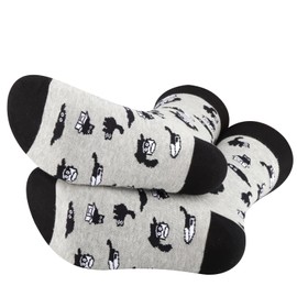 G2TUP 2 Pairs Black Cat Lover Gift Lovely Black Cat Socks Black Cat Owner Gift Cat Mom Lady Gift (CA/US, Alpha, One Size, Regular, Regular, Lovely Black Cat 1P)