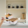 acDesign 3Pcs Plastic Storage Bins with Bamboo Lids Stackable Storage
