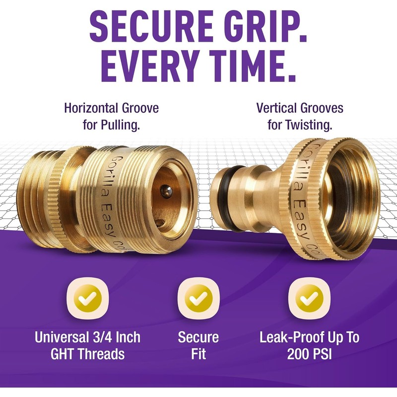 Gorilla Easy Connect Garden Hose Quick Connect Fittings ¾ Inch